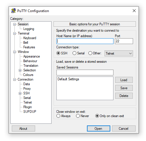 PuTTY on Windows