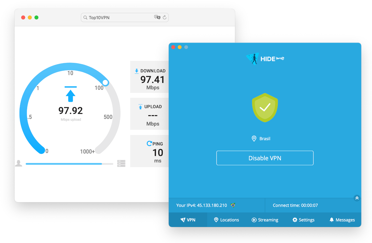 Testing Hide.me's internet speeds using our proprietary speed testing tool.