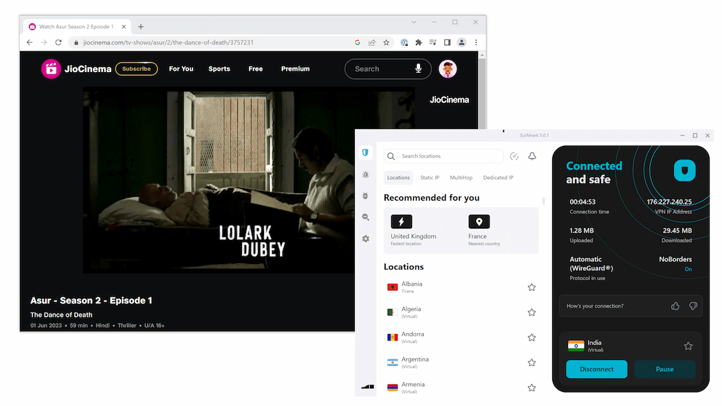 Surfshark로 JioCinema 우회