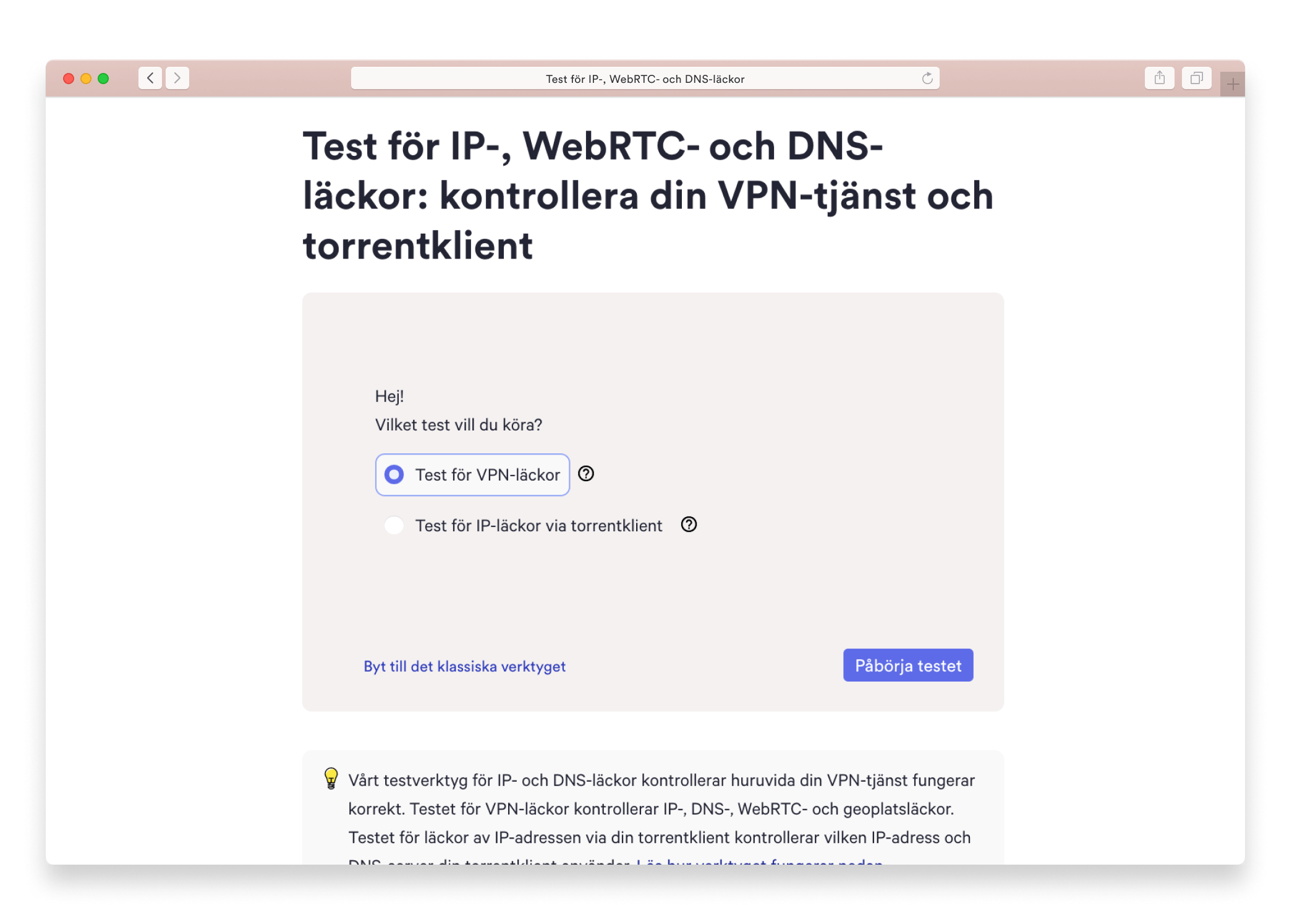 Test för IP-läckor