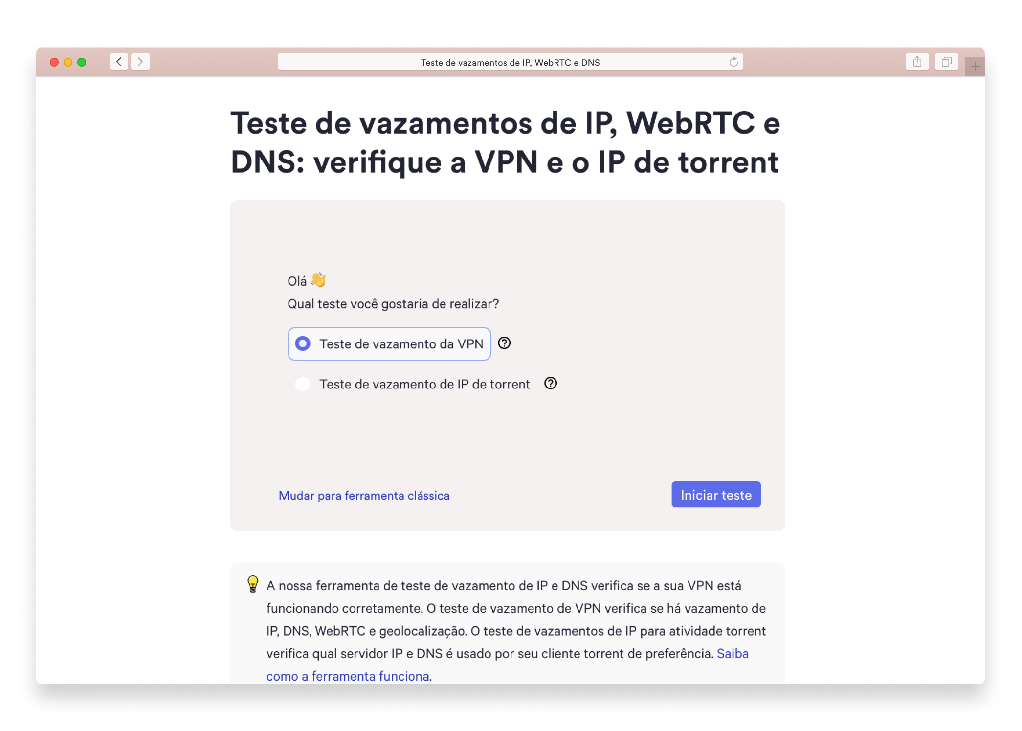 Teste de vazamento de IP