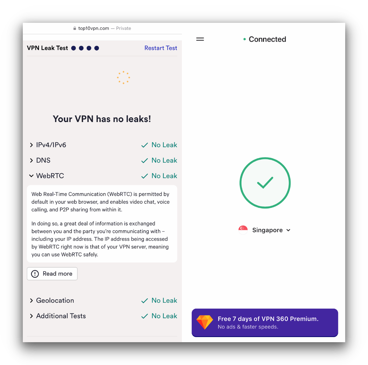 VPN 360 passed our other leak tests.