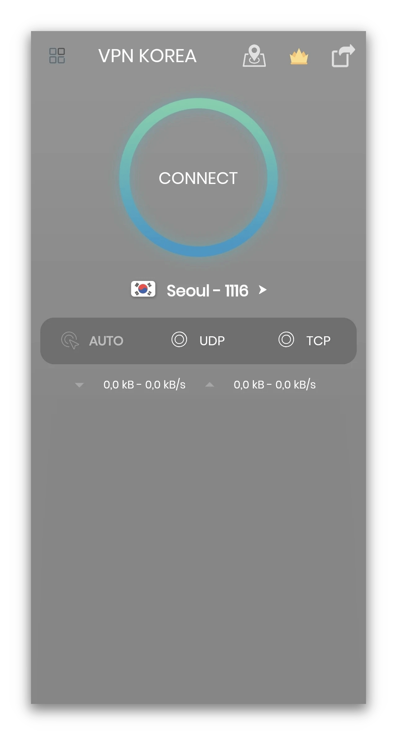 VPN Korea Home Screen