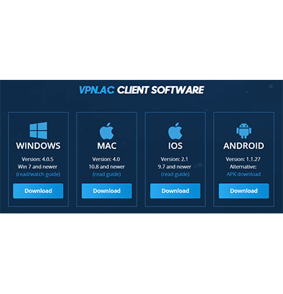 Captura de la pantalla de descargas de VPN.AC en nuestra reseña de la VPN de VPN.AC