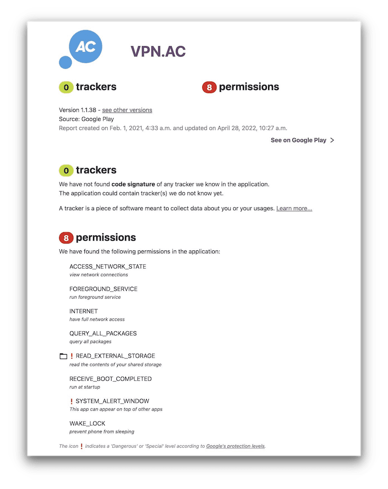 Pruebas de VPN.AC para comprobar los permisos con la herramienta exodus