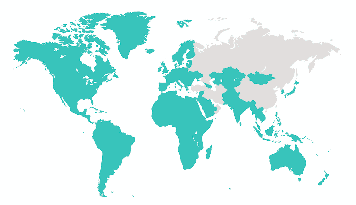 Eine Karte, die zeigt, wo die Verwendung eines VPN legal ist