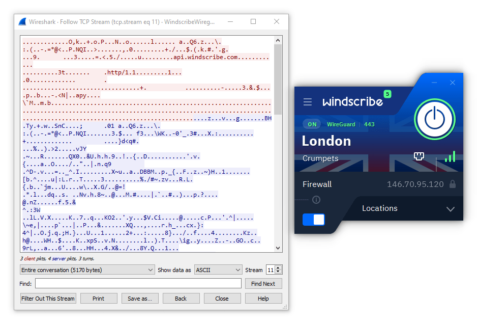 Analyzing Windscribe's encryption using Wireshark