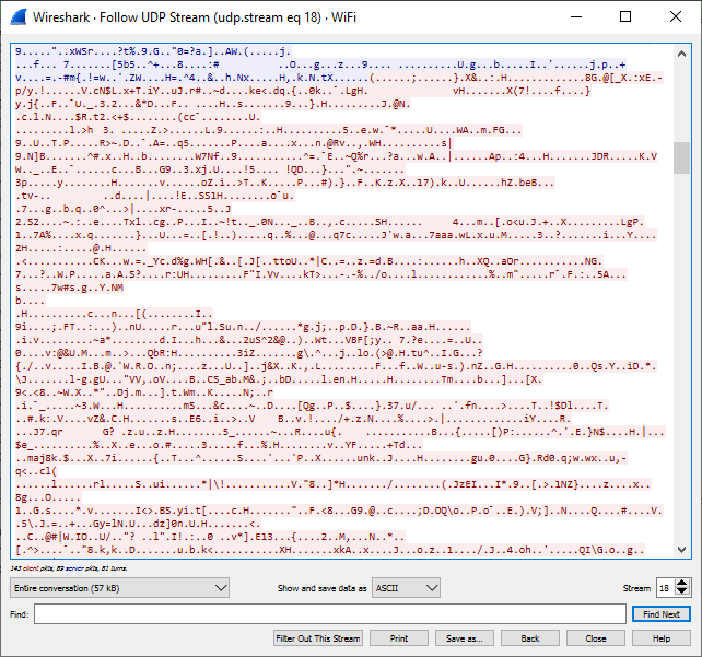 VyprVPN에 연결되어 있는 동안 Wireshark의 와이파이 스캔