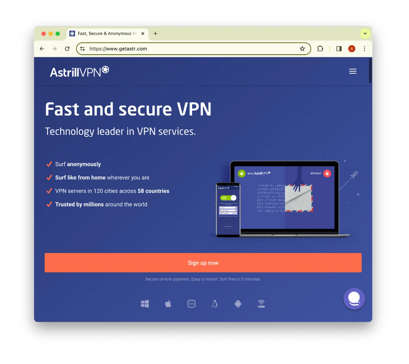 Página alternativa de Astrill VPN para países con censura online.