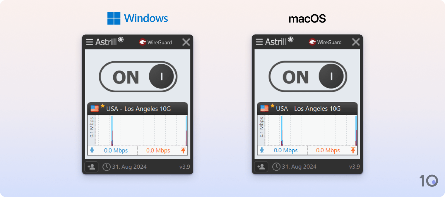 Die Windows- und Mac-Anwendungen von Astrill VPN