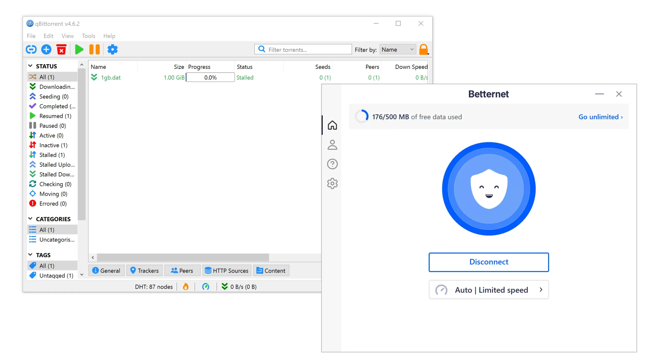 Betternet blocking P2P traffic on qBittorrent