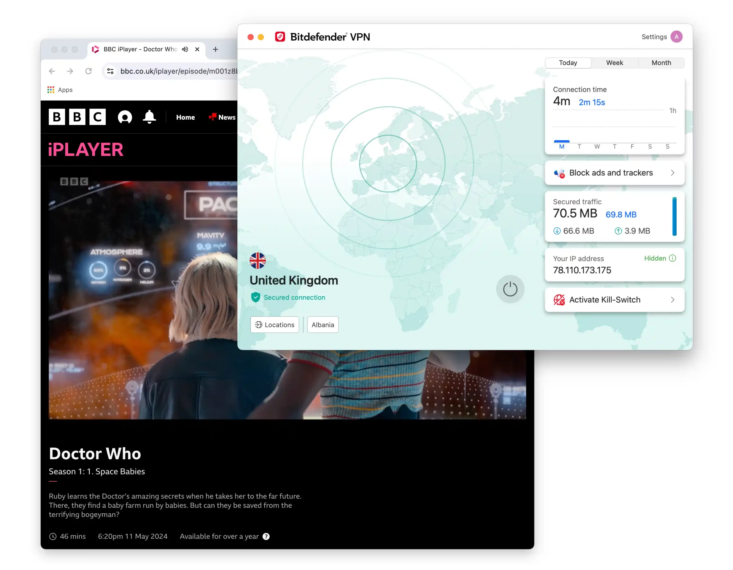 Bitdefender VPN unblocks BBC iPlayer