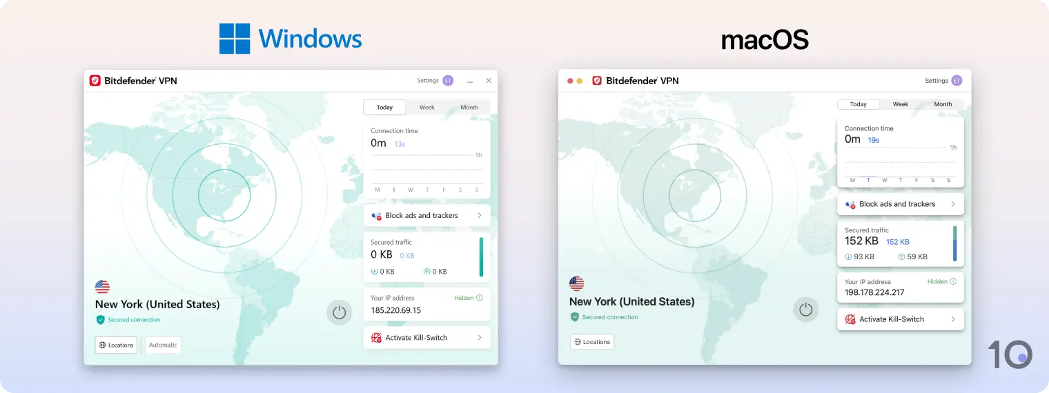 Bitdefender's VPN apps for Windows and macOS