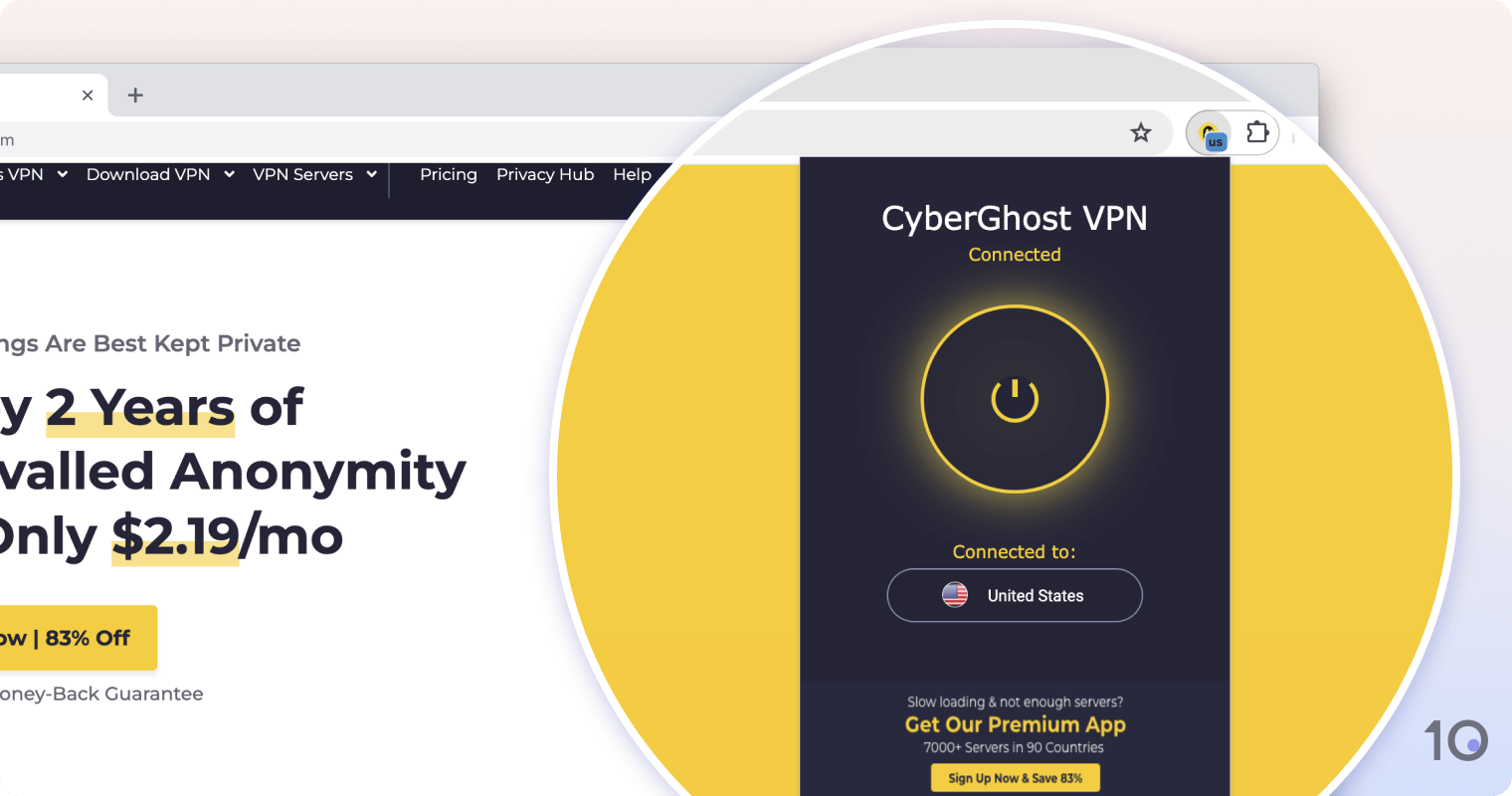 Extensión del navegador de CyberGhost para Chrome