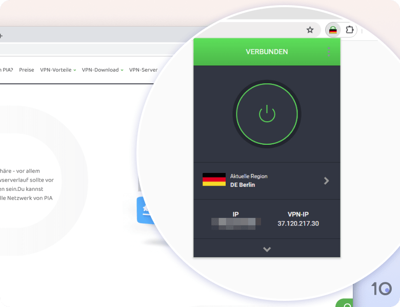 PIAs VPN-Erweiterung für Chrome