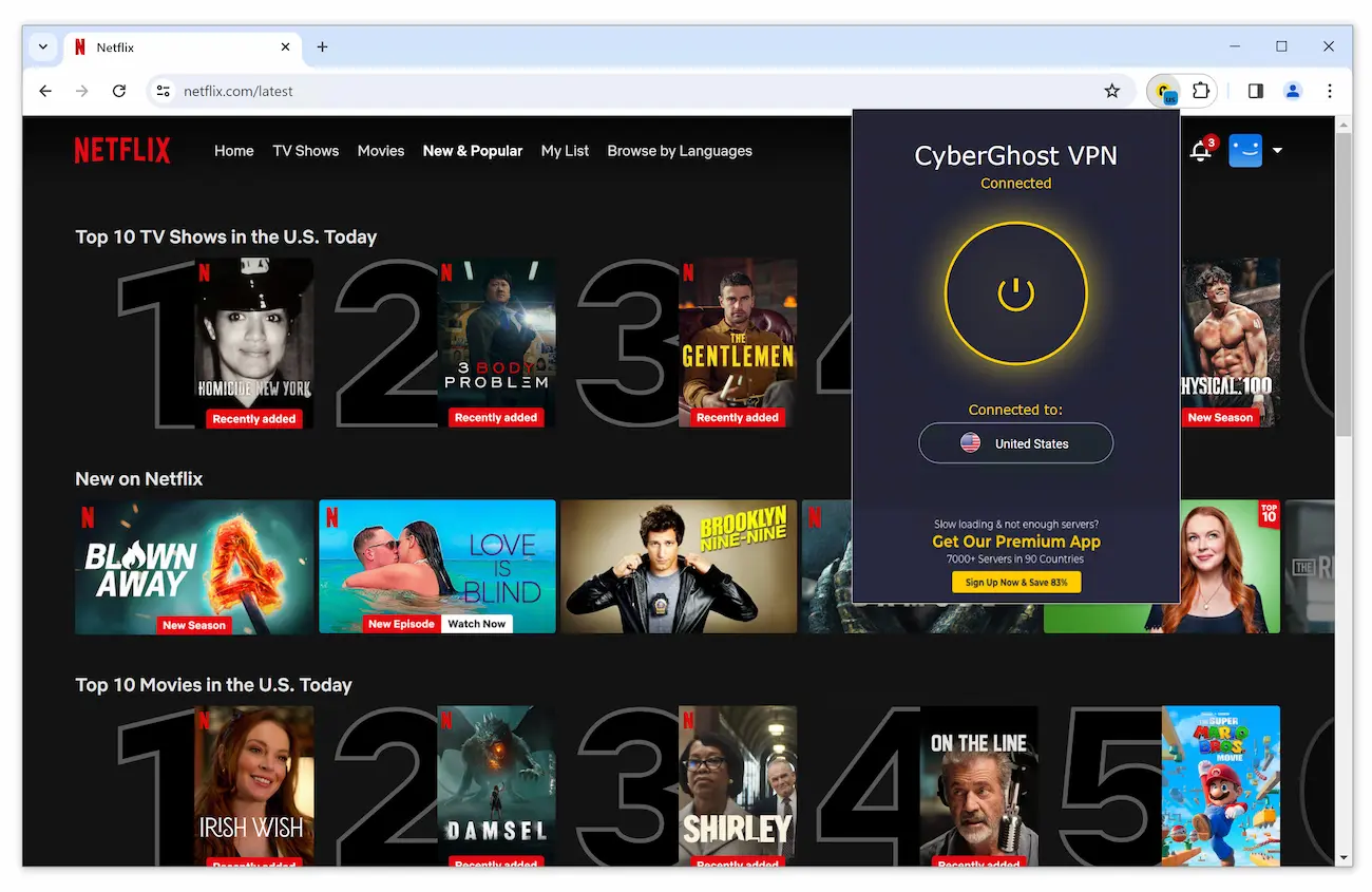 Acessando a Netflix EUA com o proxy web gratuito do CyberGhost