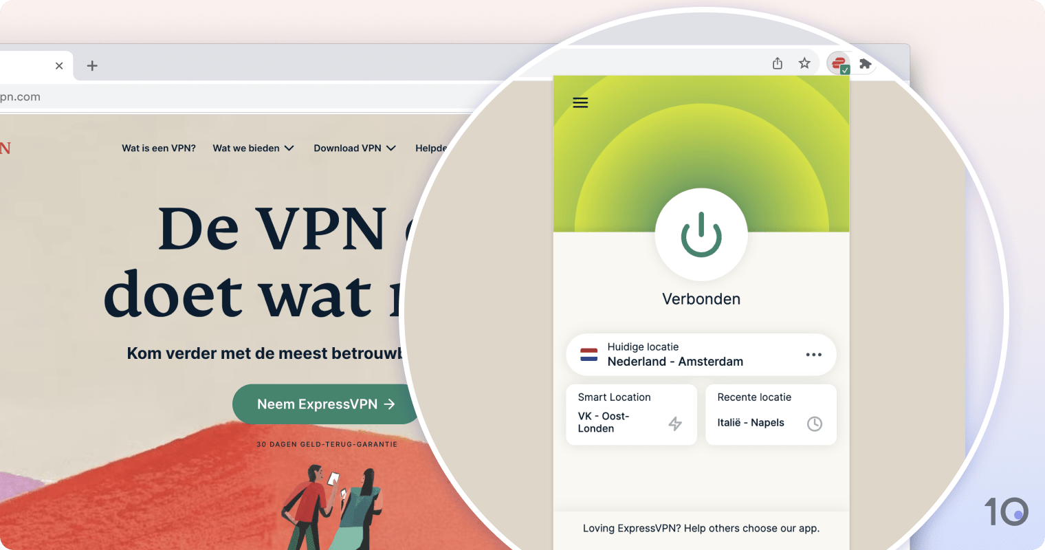 Met ExpressVPN's Chrome-extensie