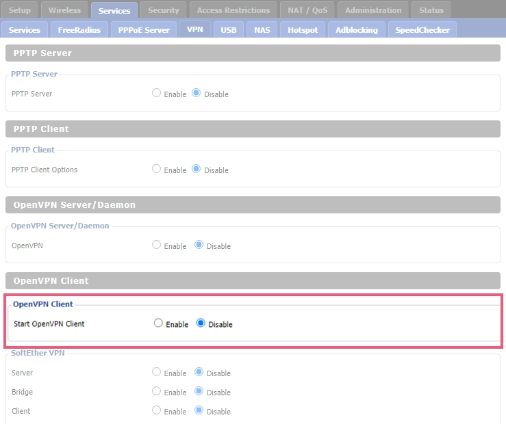 DD-WRT OpenVPN Client settings