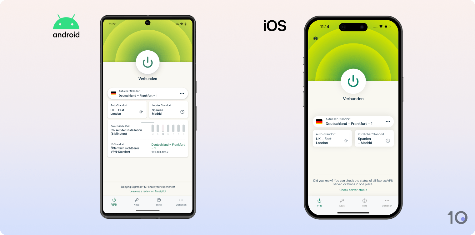 Die Android- und iOS-App von ExpressVPN