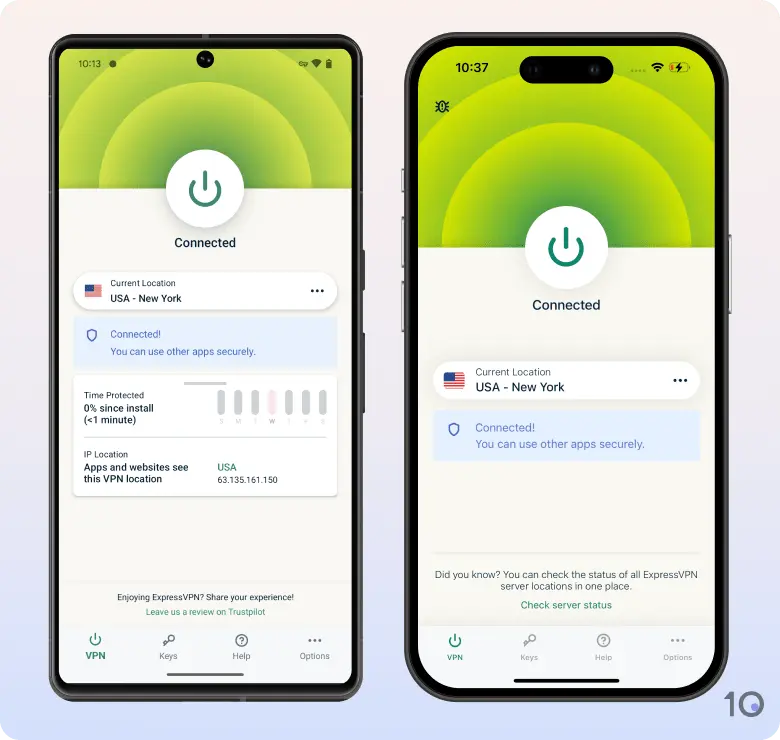 ExpressVPN's mobile apps for Android and iOS
