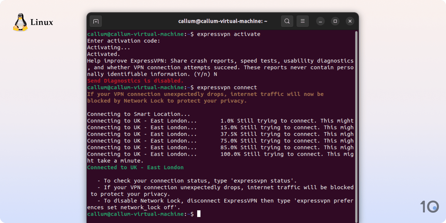 ExpressVPN działający na Linuksie