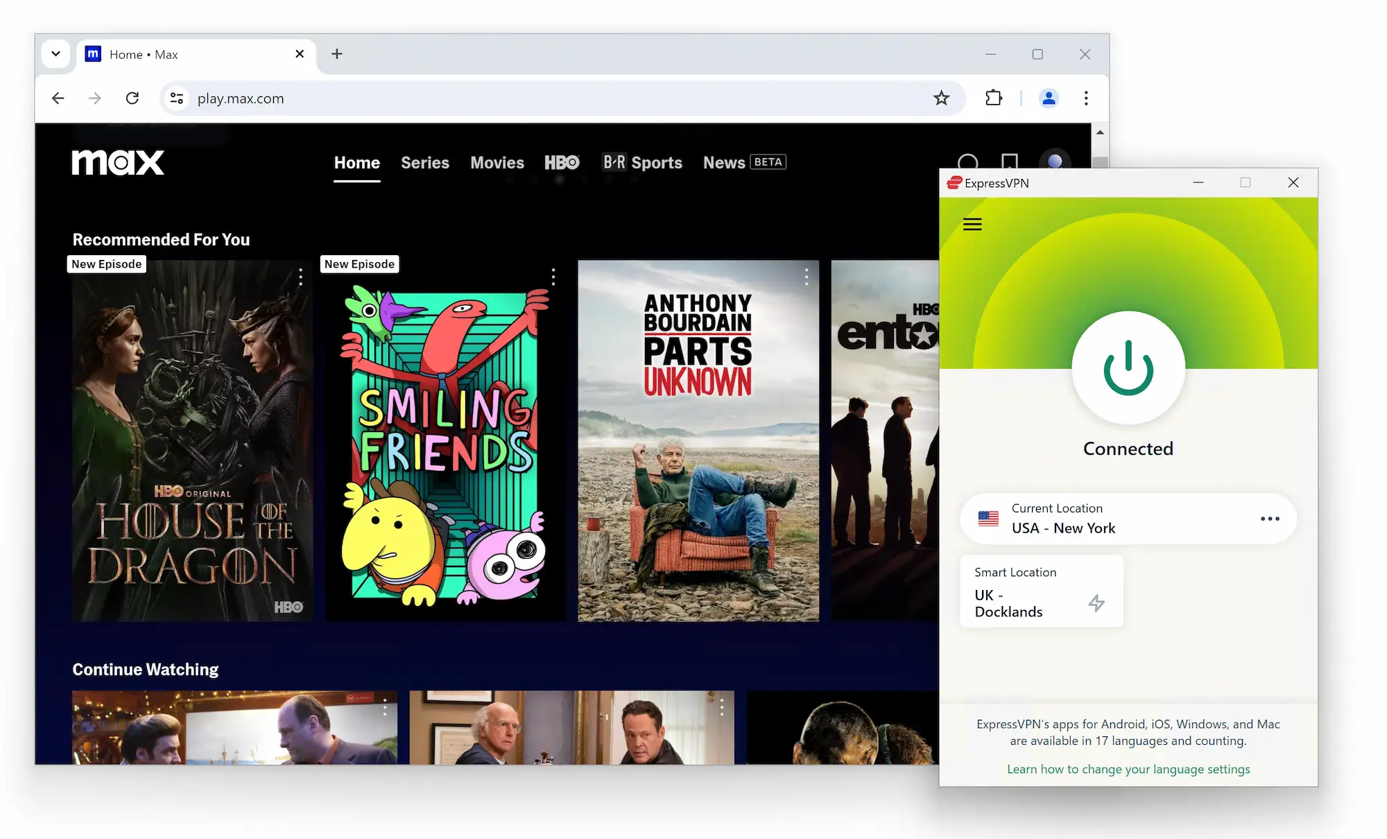 Unblocking Max on Windows 11 with ExpressVPN