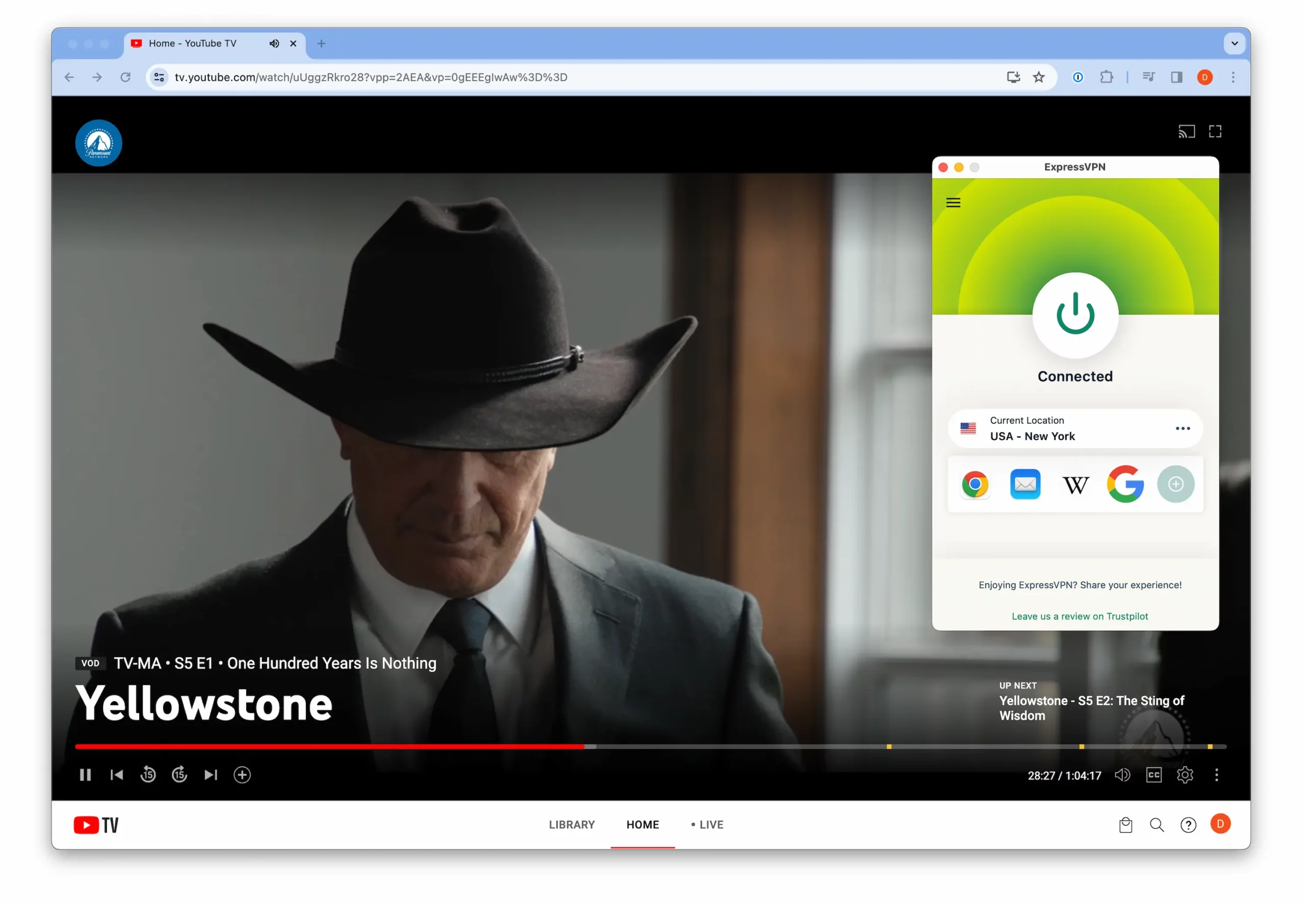 ExpressVPN with YouTube TV