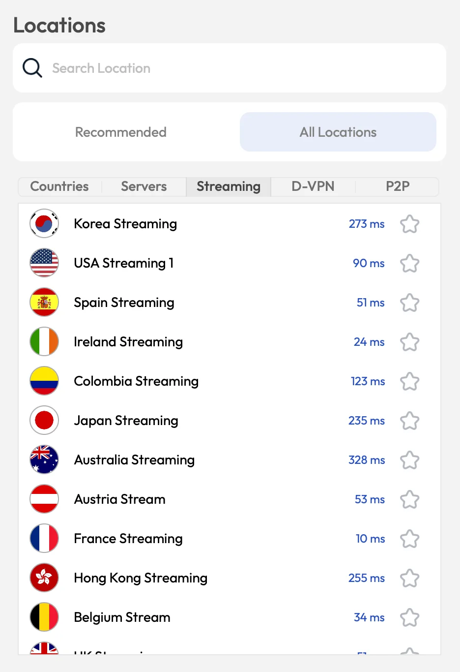 FastestVPN's dedicated streaming servers