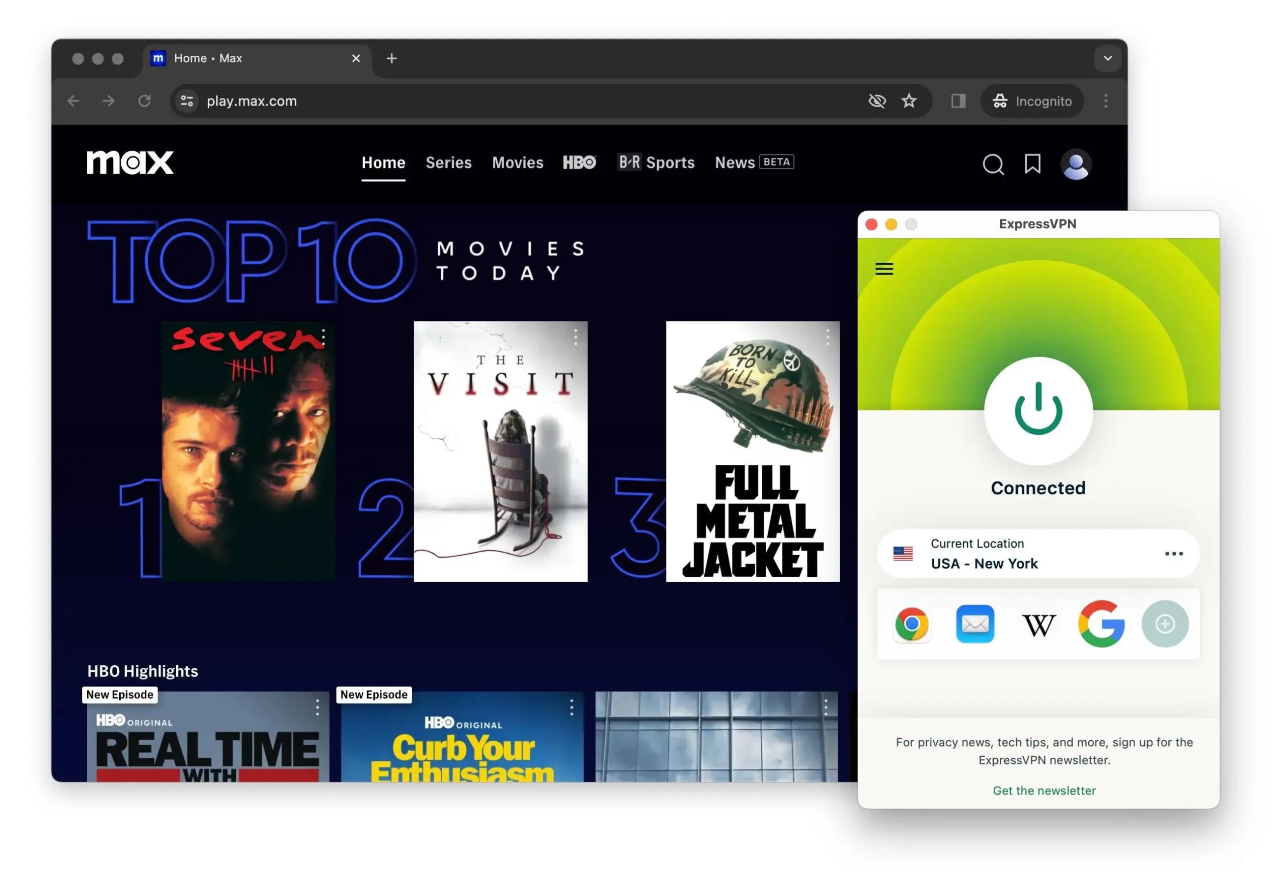 Using ExpressVPN with HBO Max