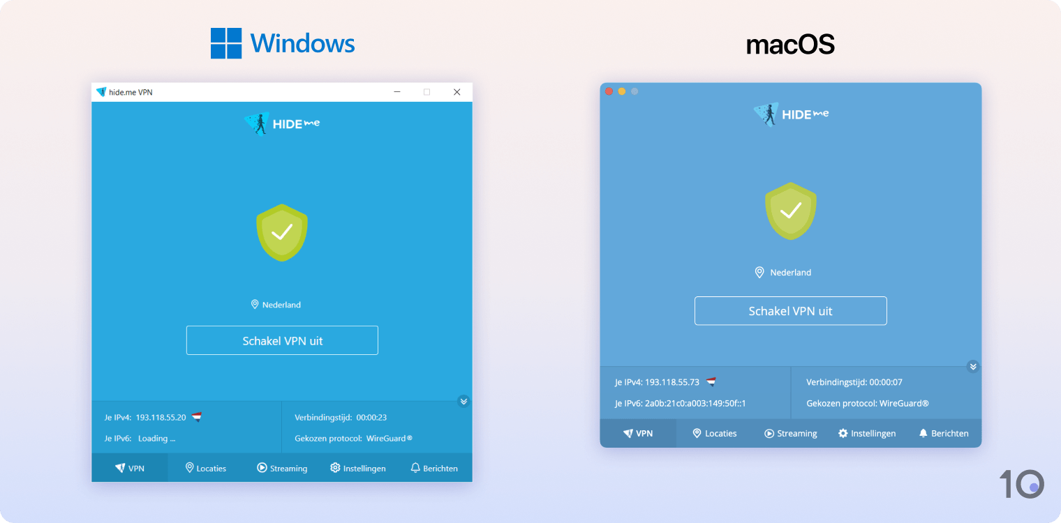 Hide.me-apps voor Windows en macOS