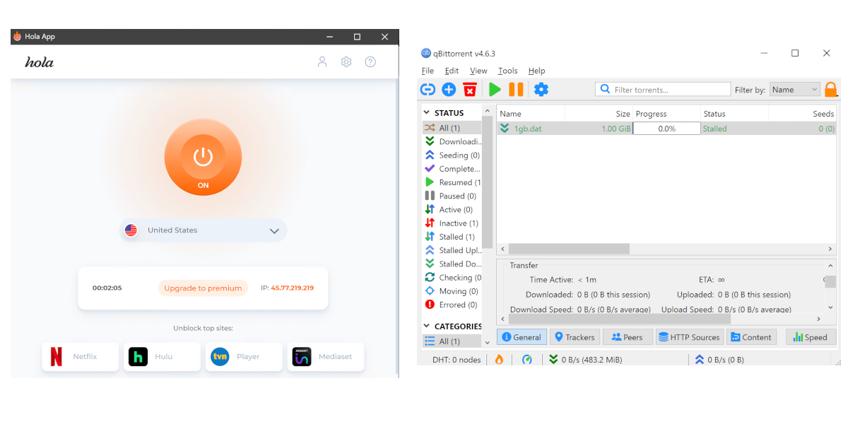 Testing Hola VPN with qBittorrent