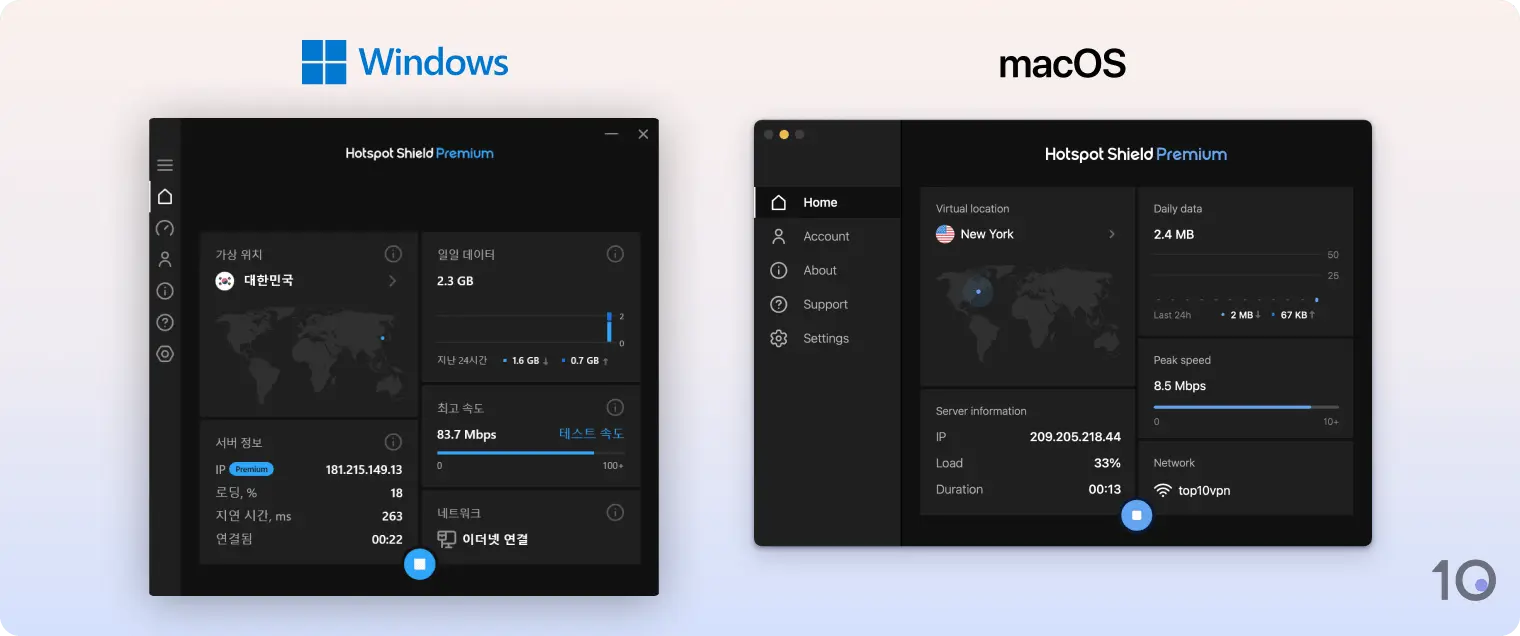 Hotspot Shield의 Windows 및 macOS용 VPN 앱