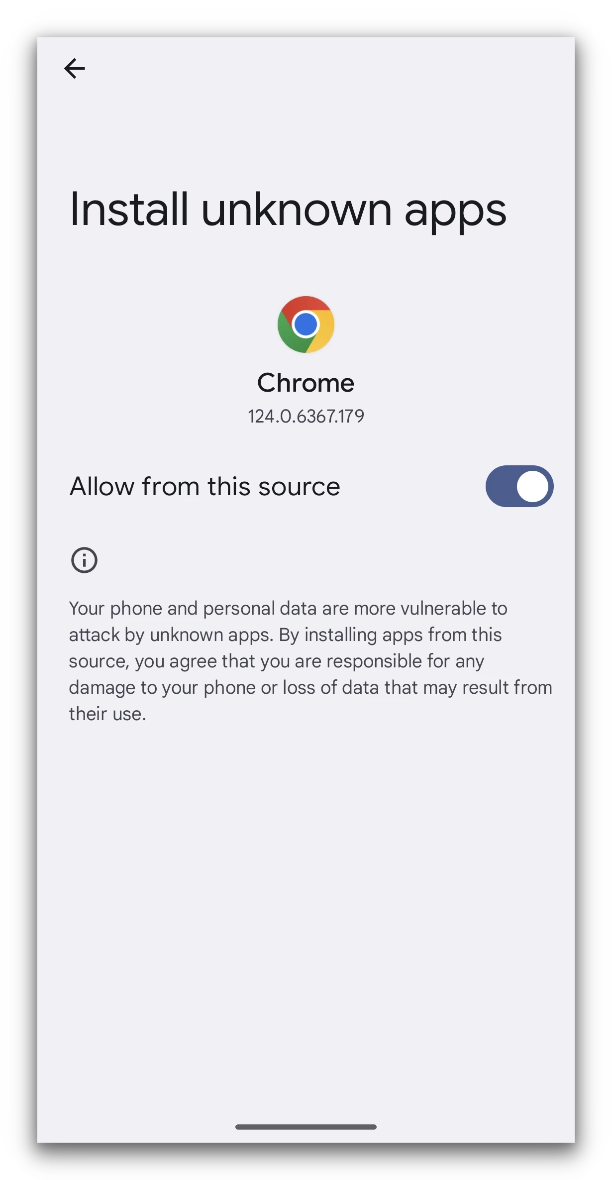 Impostazioni Android per l'installazione di applicazioni sconosciute