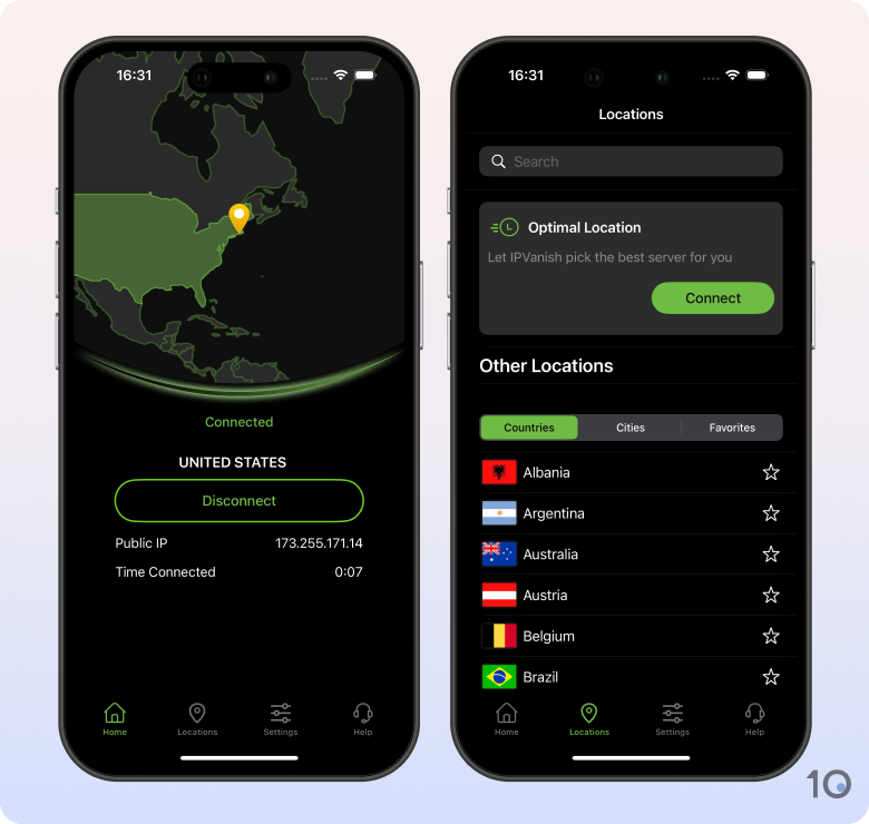 IPVanish's VPN app for iOS