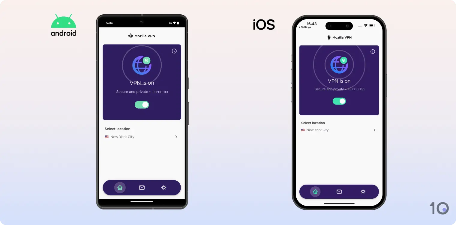 Mozilla VPN's apps for Android and iOS