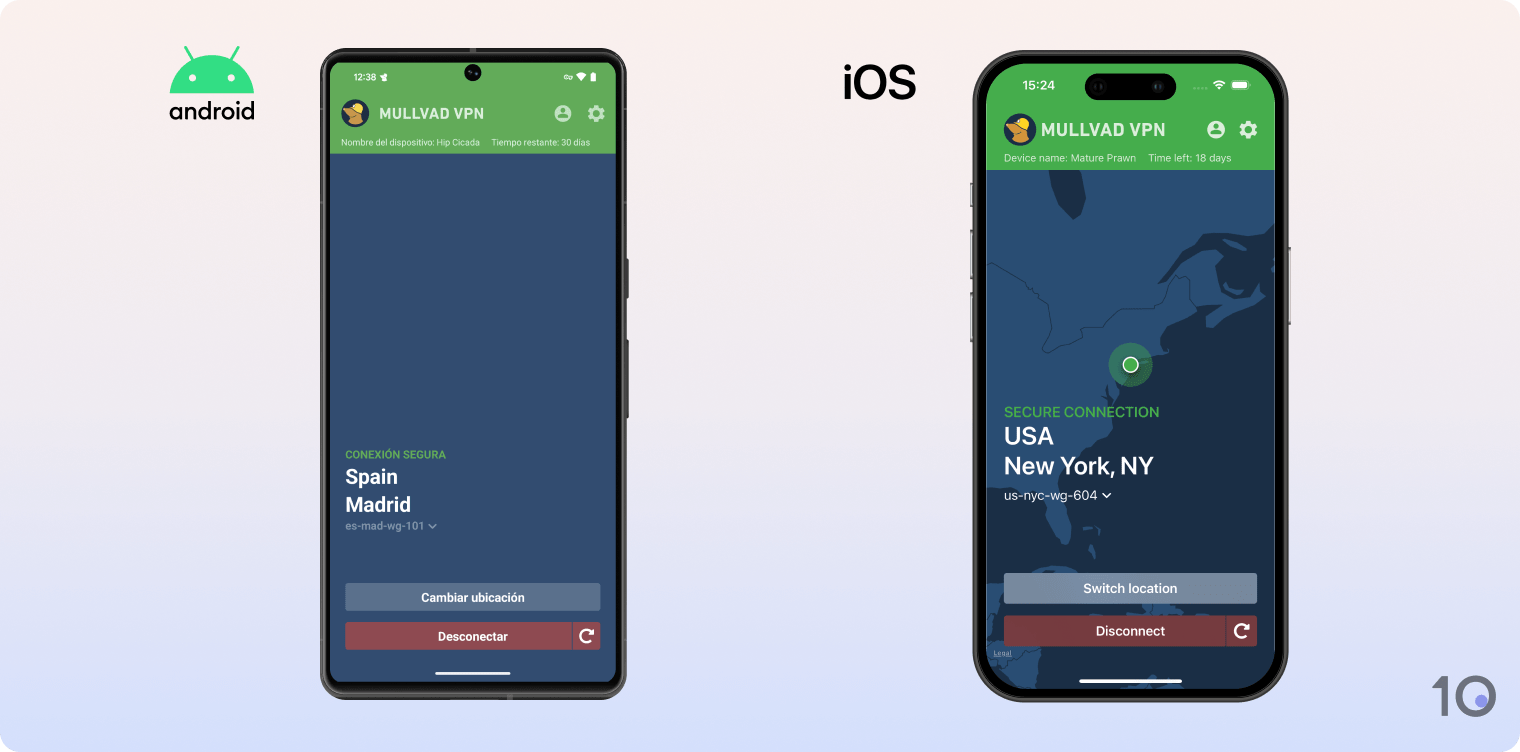 Aplicaciones de Mullvad VPN para Android y iOS