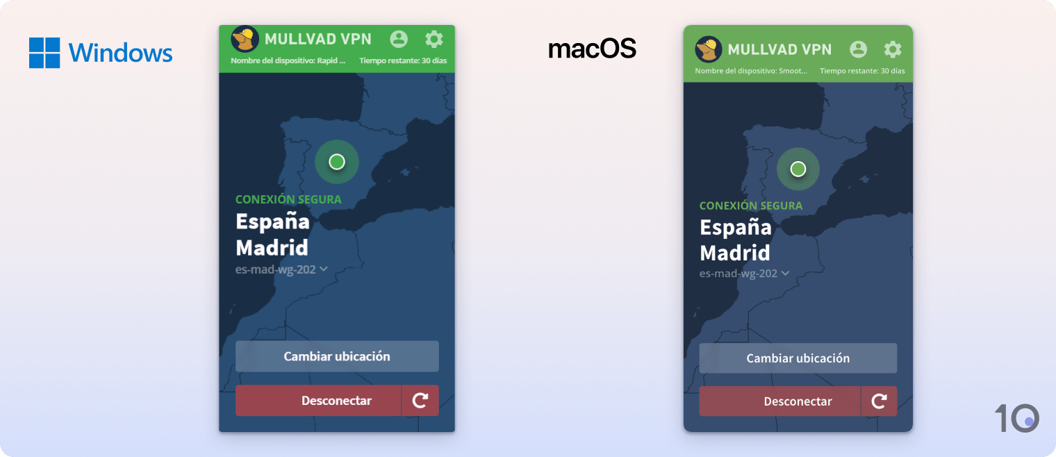 Aplicaciones de Mullvad para Windows y macOS