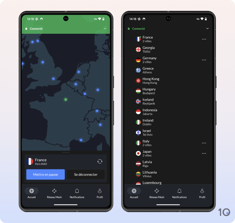 L'application NordVPN pour Android