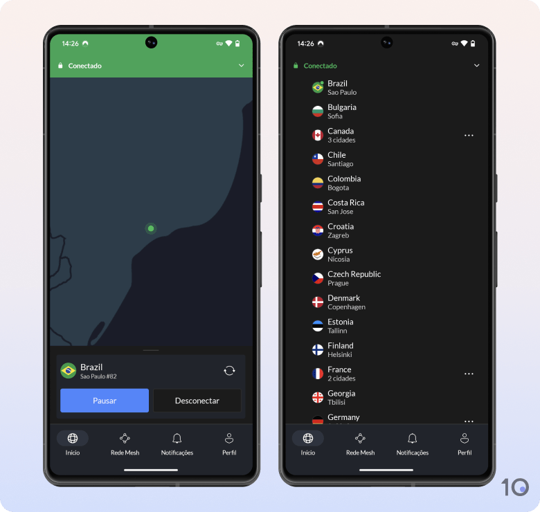 Aplicativo NordVPN para Android