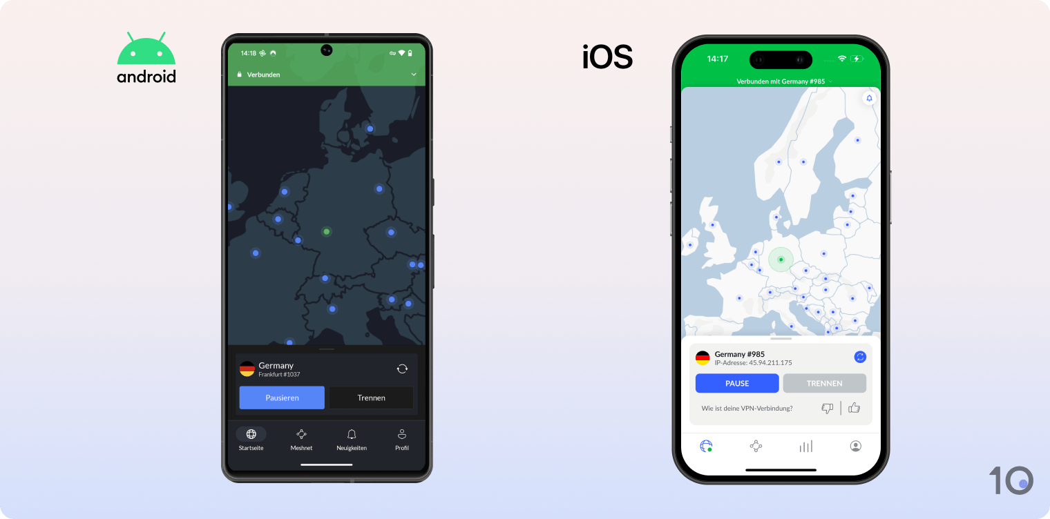 NordVPNs Apps für Android und iOS