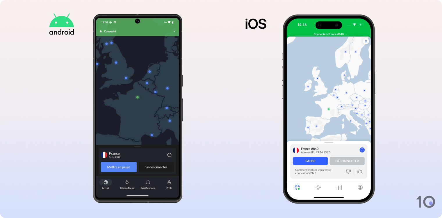 Les applications de NordVPN pour Android et iOS