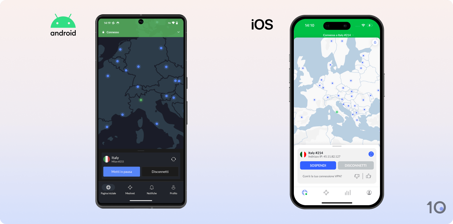 Le app di NordVPN per Android e iOS