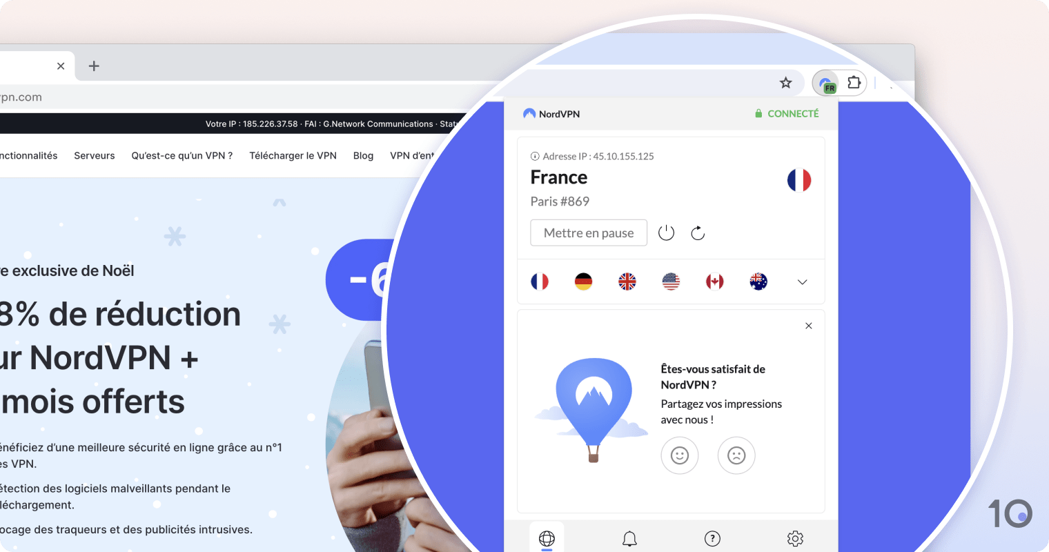 Extension de navigateur de NordVPN pour Chrome