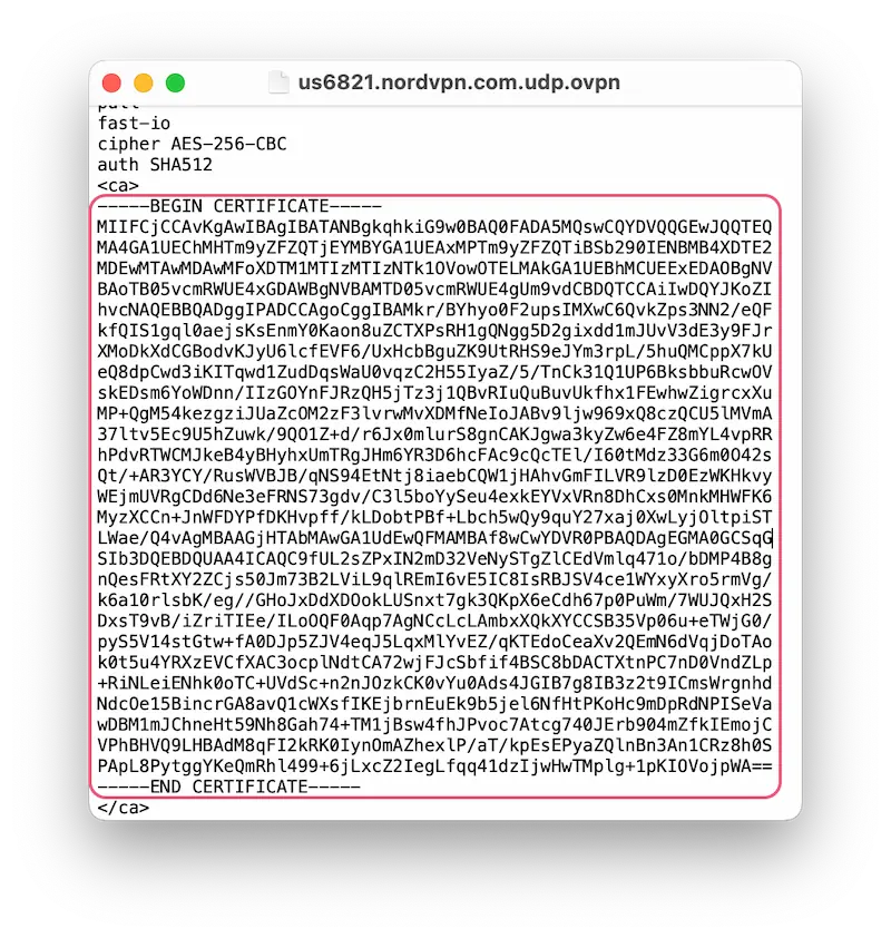 NordVPN OpenVPN certificate