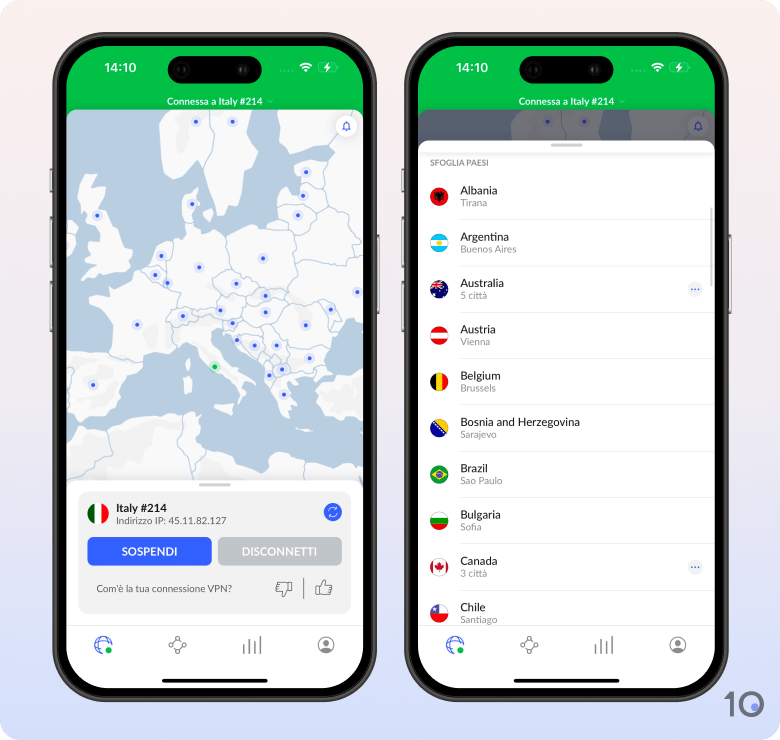 L’app di NordVPN per iOS