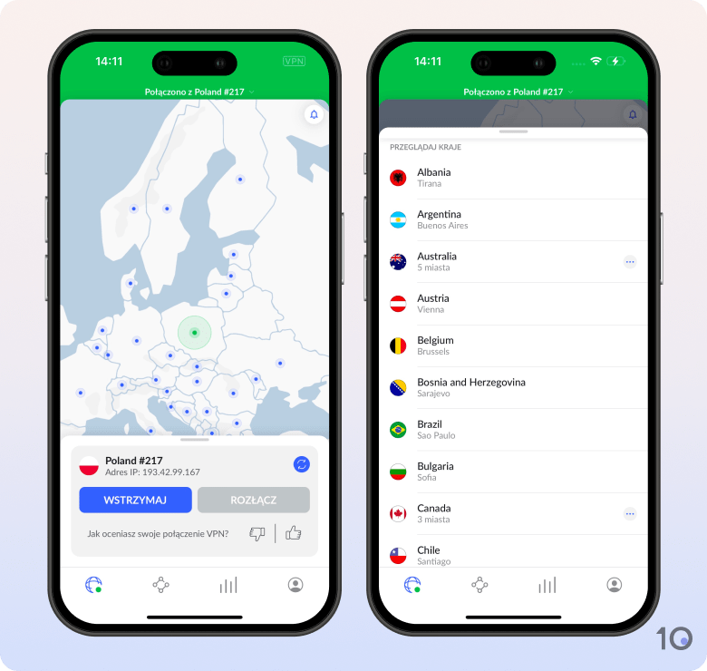 Aplikacja NordVPN dla iOS