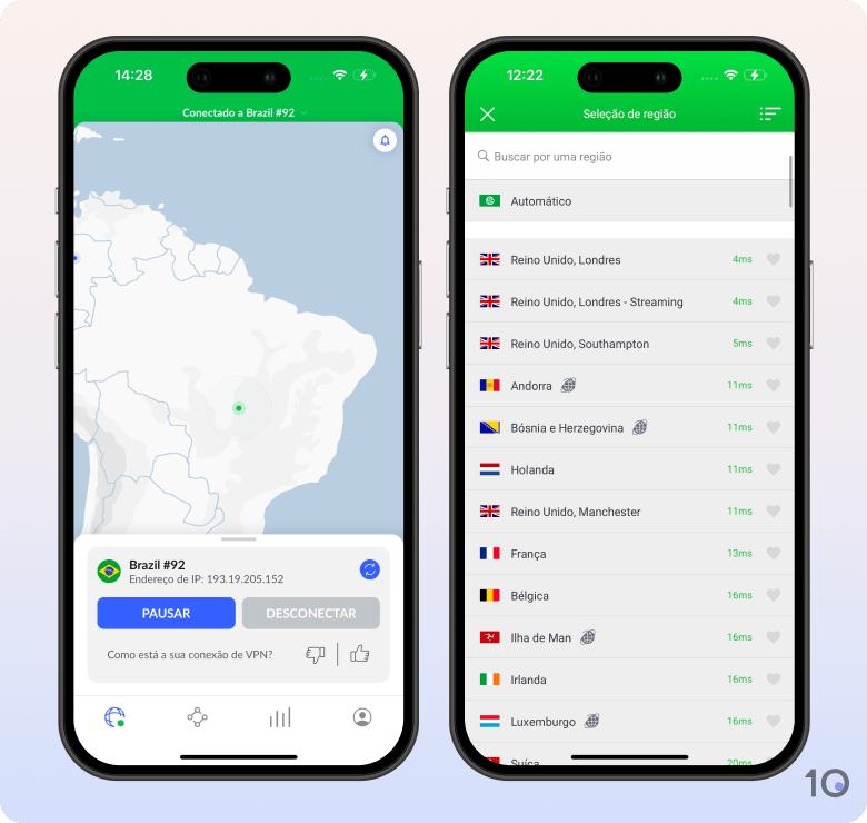 Aplicativo da NordVPN para iOS