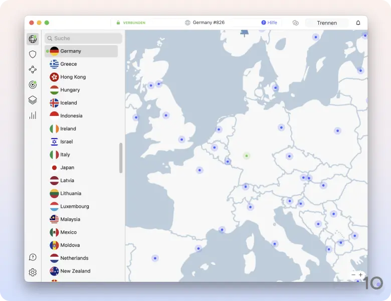 Die kostenlose App von NordVPN für macOS