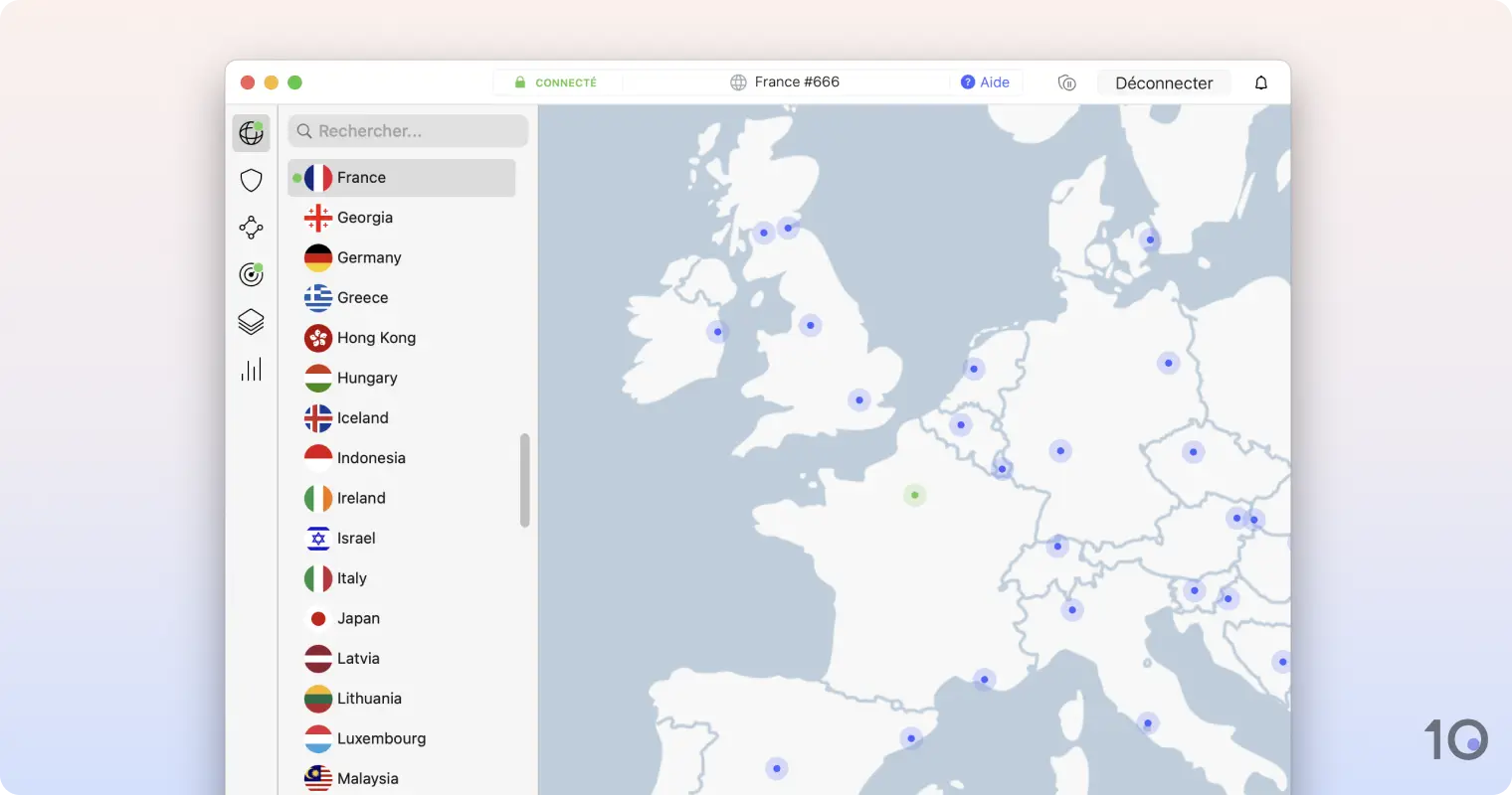 L'application NordVPN pour macOS