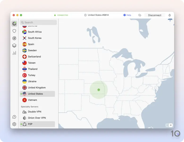 NordVPN's app for macOS